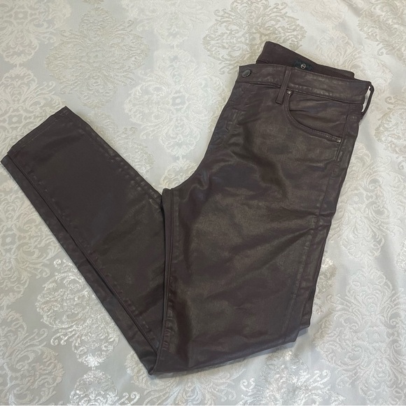 Adriano Goldschmied AG Farrah Skinny Leatherette High Rise Skinny Brown Size 31 - Picture 10 of 16